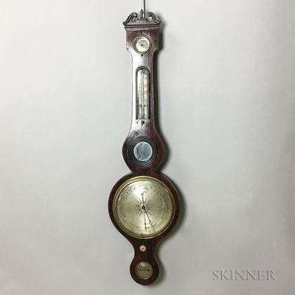 Regency Inlaid Mahogany Veneer Wheel Barometer