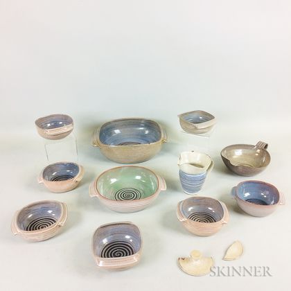 Eleven Pieces of Mary and Edwin Scheier Tableware