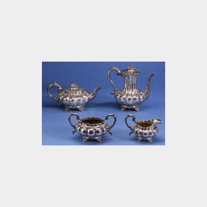 English William IV Four Piece Silver Tea and Coffee Service