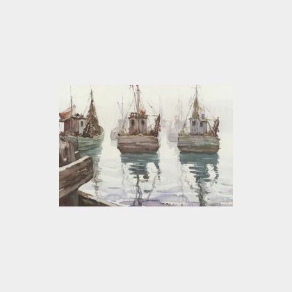 Taddeus Kladnicki (Polish/American, 1904-1982) Lot of Two Watercolors Including: Fishing Boats