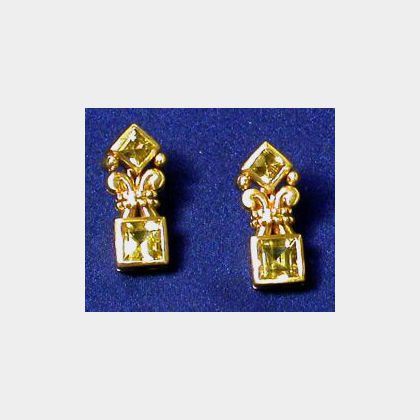 18kt Gold and Yellow Beryl Earrings