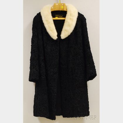 Mary's Fur Salon/ACB Woman's Persian Lamb Coat with White Fur Collar