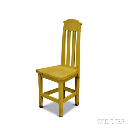 George C. Flint & Co. Arts and Crafts Yellow-painted Oak Chair