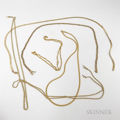 Six 14kt Gold Chains