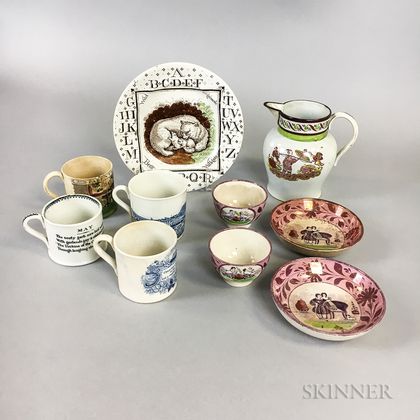 Ten Transfer-decorated Ceramic Tableware Items