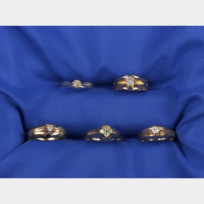 Five Antique Diamond Rings