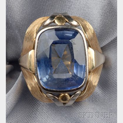 14kt Bicolor Gold and Synthetic Sapphire Ring