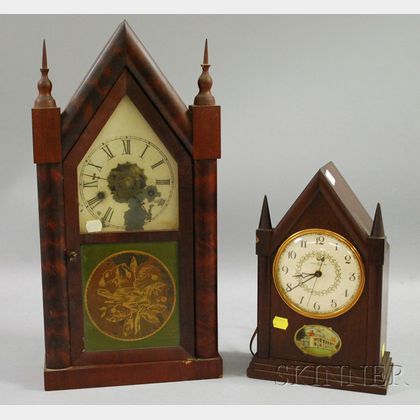 Two Mahogany Steeple Clocks