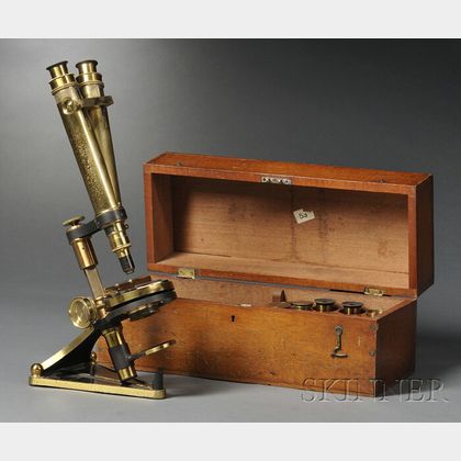 Brass Binocular Compound Microscope Model 5511