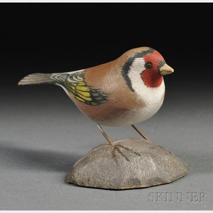 Jess Blackstone Carved and Painted Miniature European Goldfinch Figure