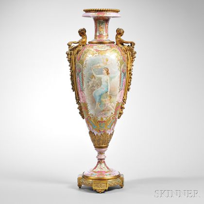 Sevres Porcelain Bronze-mounted Vase