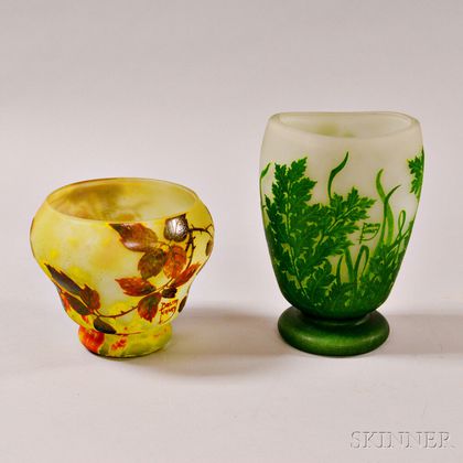 Two Cameo Glass Vases