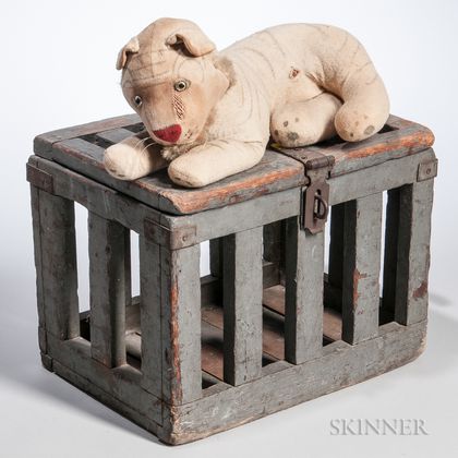 Toy Tiger in a Gray-painted Cage