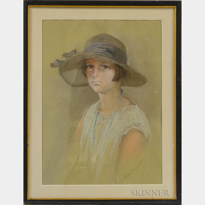 Martin Mower (American, 1870-1960) Portrait of a Girl in a Wide-brimmed Hat (Joanne Shaw)