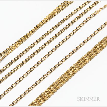 18kt Gold Bracelet and Two 18kt Gold Chains