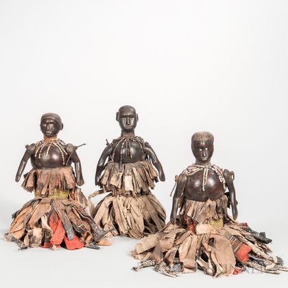 Three Tanzanian Gourd Dolls