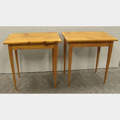 Pair of Stained Pine Side Tables with Tapering Legs