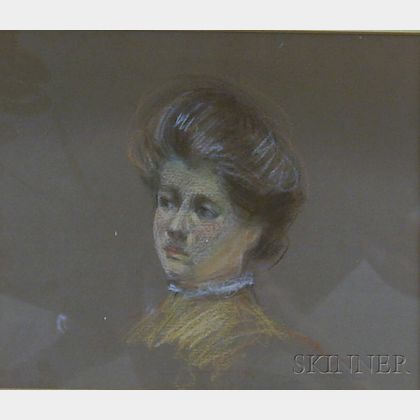 Framed Pastel on Paper Portrait of a Woman in the Manner of Charles Dana Gibson (American, 1867-1944)