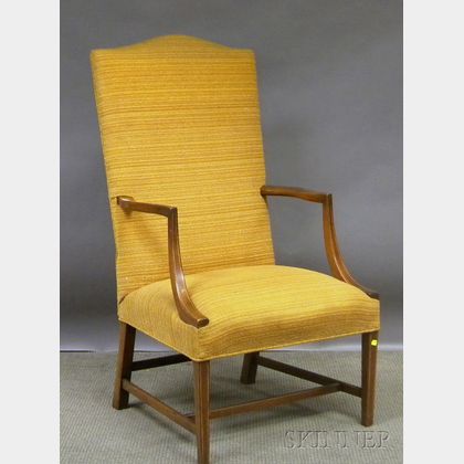 Lot - A Federal upholstered mahogany lolling chair, Massachusetts