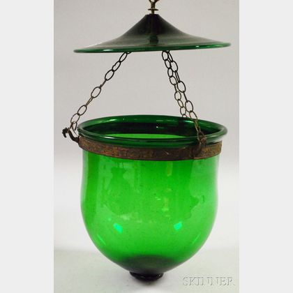 Green Blown Glass Hall Lantern