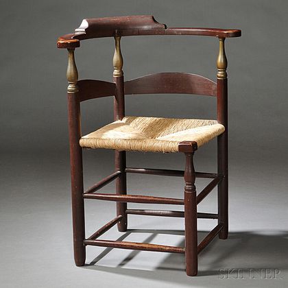 Red/Brown-painted and Gilt Roundabout Chair