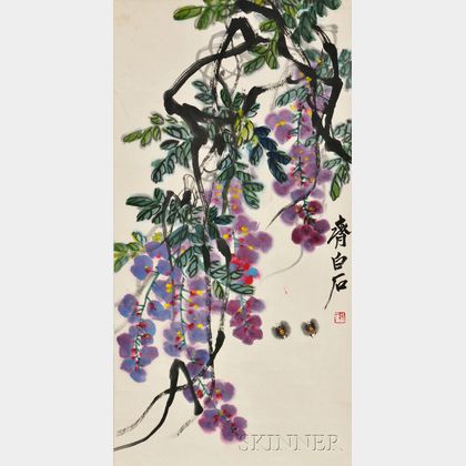 Hanging Scroll Depicting Wisteria