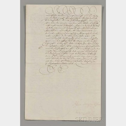 Mark Sittich von Hohenems, Prince-Archbishop of Salzburg (1574-1619) Secretarial Letter Signed, 5 September 1616.