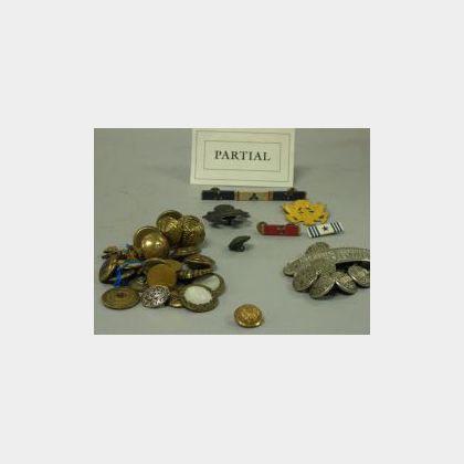 Collection of United States Military, State and Business Uniform Metal Buttons. 