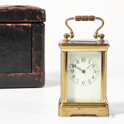 Miniature Time-only Carriage Clock and Carrying Case