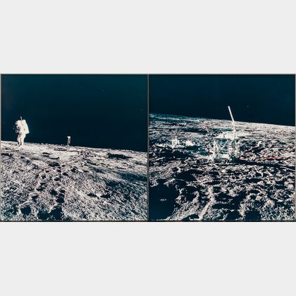 Apollo 12, Astronaut Alan L. Bean Walks from the Color Lunar Surface Television Camera and the Apollo Lunar Surface Experiments P... 