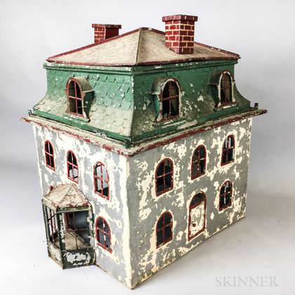 Painted Tin Model of a House