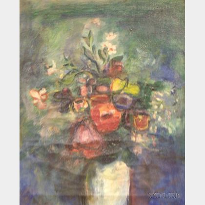 Framed Oil on Canvas Still Life with a Bouquet of Flowers