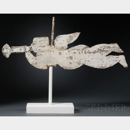 White-painted Wood and Zinc Angel Gabriel Weather Vane