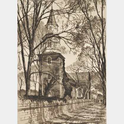 Samuel V. Chamberlain (American, 1895-1975) Lot of Three Views of Old Williamsburg: Burton's Parish Church, Williamsburg
