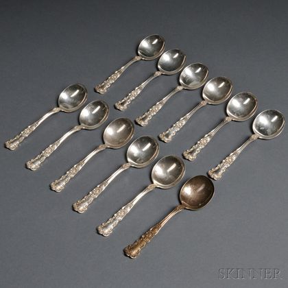 Twelve Gorham Buttercup Pattern Sterling Silver Soupspoons