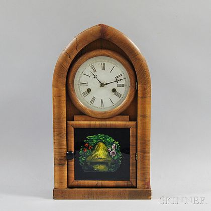 Ansonia Clock Co. Walnut Veneer Beehive Clock