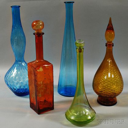 Five Venetian Glass Vases and Decanters