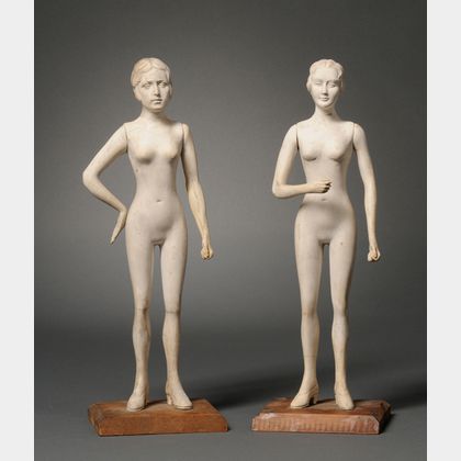 Pair of Miniature Sculpted Plaster Female Mannequins