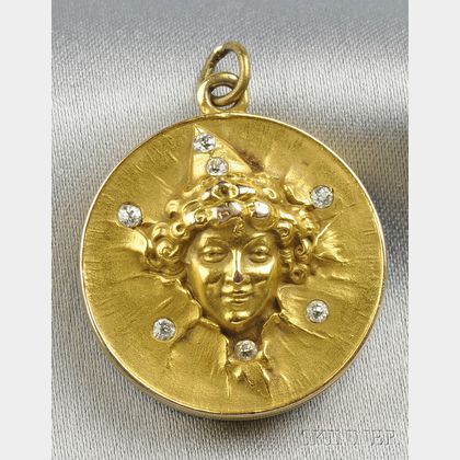 Art Nouveau 14kt Gold and Diamond Locket
