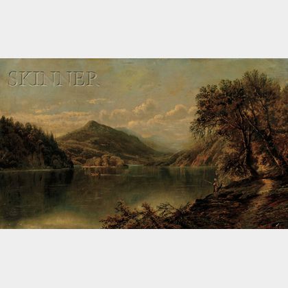 Edmund Darch Lewis (American, 1835-1910) Mountain Landscape with Fishermen