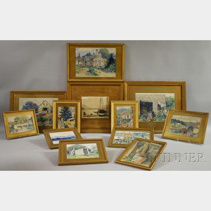 Homer Wayland Colby (American, 1874-1950) Lot of Twelve Framed Watercolors, Including Maine Views.