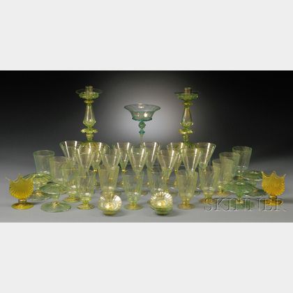 Forty-two Pieces of Venetian Glassware