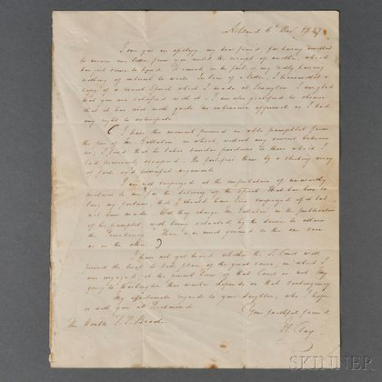 Clay, Henry (1777-1852) Autograph Letter Signed, Ashland, 6 December 1847.