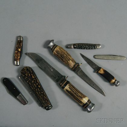 Eight Assorted Pocket and Hunting Knives