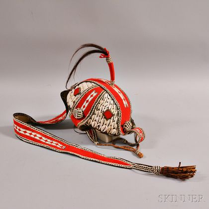 African Basketry Headdress with Cowrie Shells