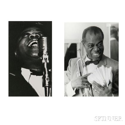 Various Photographers, including Arthur Fellig, called Weegee (Austrian/American, 1899-1968) Ten Press Pictures of Louis Armstrong, 194