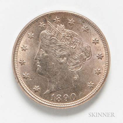 1890 Liberty Head Nickel. Estimate $40-60