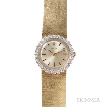 Lady's 14kt Gold and Diamond Wristwatch, Rolex