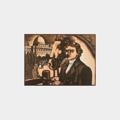 Charles Turzak (American, 1899-1986) Group of Seven Prints from the Life of Thomas Jefferson: Two Young Lawyers - Thomas Jefferson and 