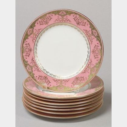 Sold at auction Set of Eight Coalport Porcelain Pink and Gold